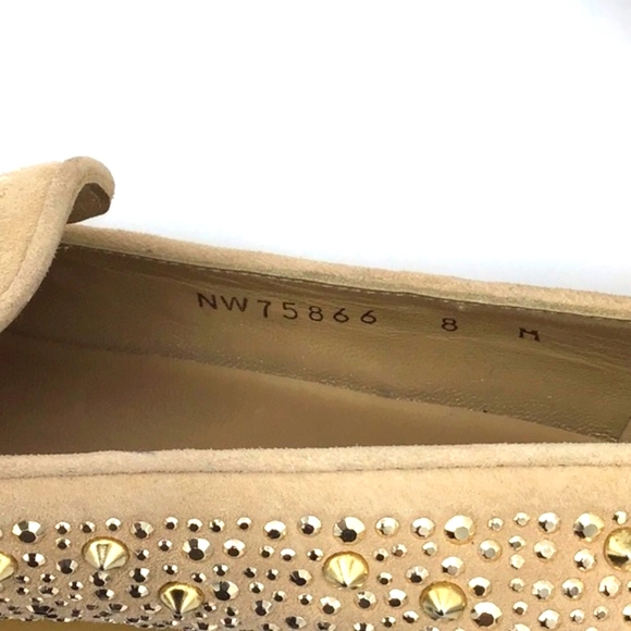 Stuart Weitzman Slipbeads Suede Studded Loafers Size 8 - Picture 10 of 13